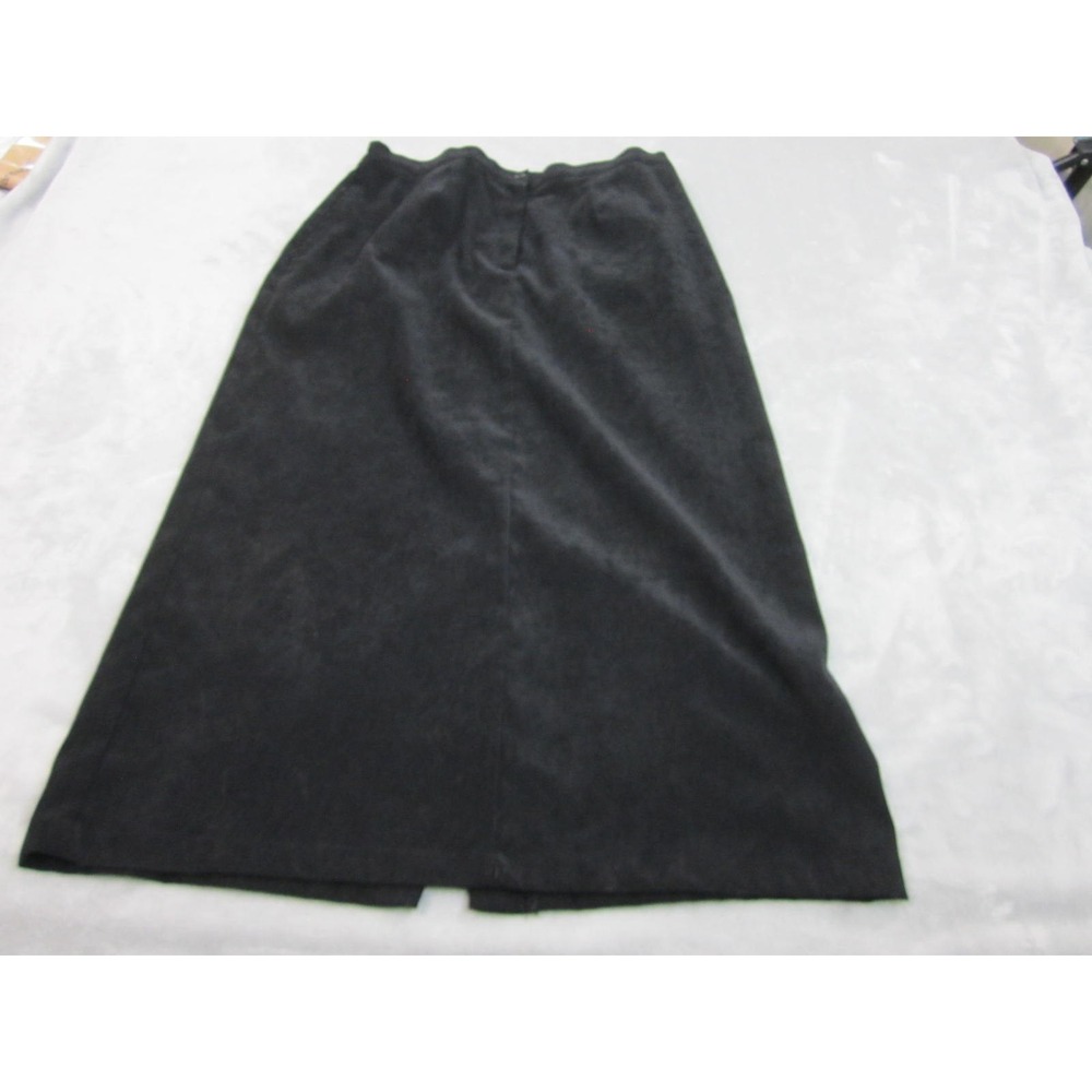 Bechamel Maxi Skirt Womens L BlackFaux Suede Elastic Back Long Straight